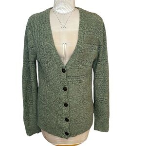 Vintage SUSAN BRISTOL | Wool Blend Cardigan Sweater Multi-Knit Sage‎ Gree…